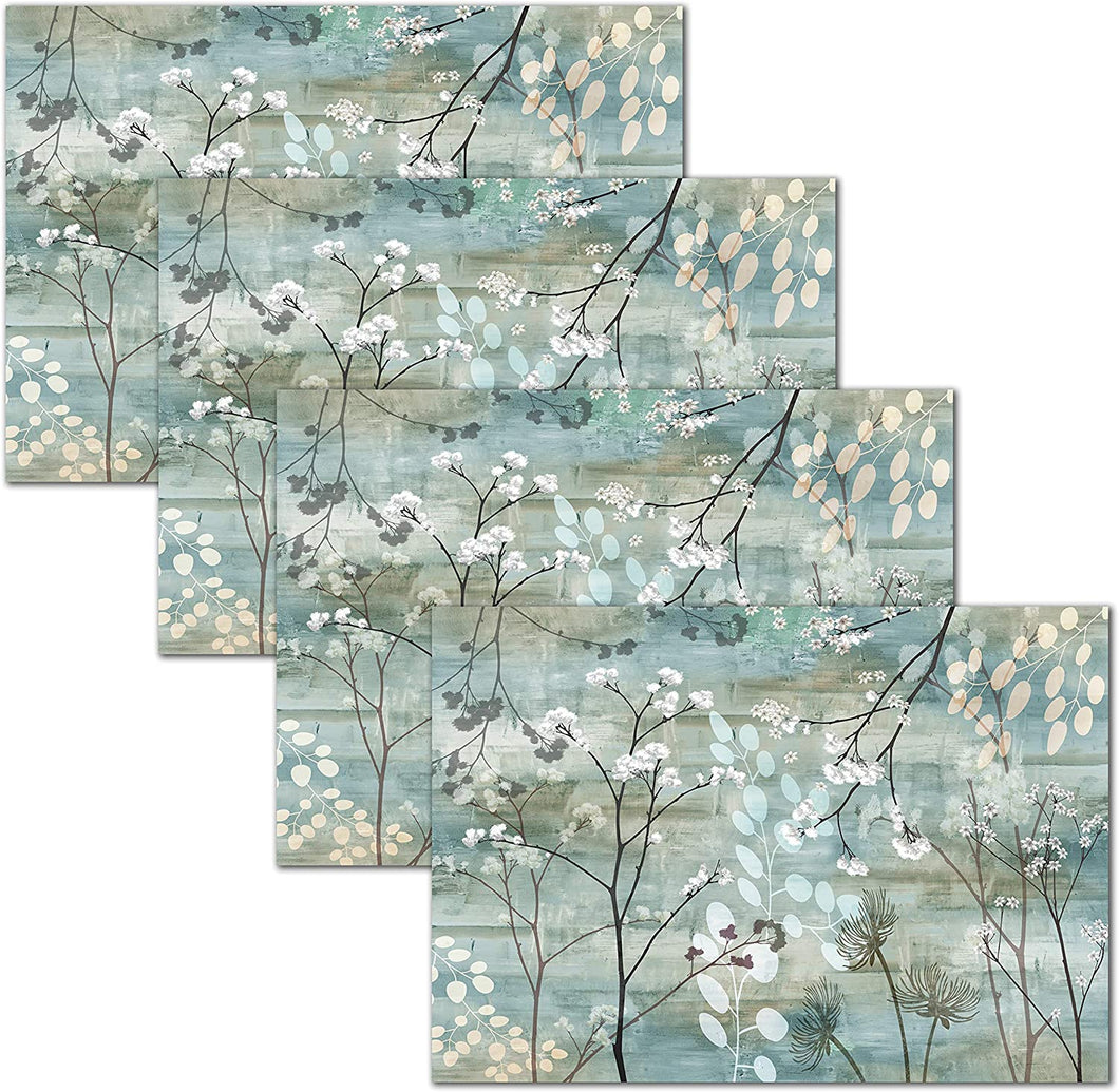 Blissful Living Set of 4 Placemats, Stain Resistant - Decorate Your Kitchen Table with Our Beautiful Rectangle pad placemat