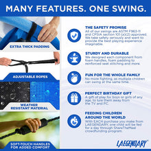 Load image into Gallery viewer, 60 Inch Platform Tree Swing for Kids and Adults – Giant Flying Outdoor Indoor Saucer Hammock – Large Surf Tire Swingset Accessories Toys - 2 Straps, 2 Carabiners, 1 Swivel - 600 Lbs Yard Swings Set