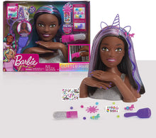 Load image into Gallery viewer, Barbie Deluxe 20-Piece Glitter and Go Styling Head, Black Hair