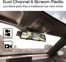 Load image into Gallery viewer, Rexing M1 HD Dual Channel Rear View 10” IPS Touch Screen Mirror Dash Cam 1296p + 720p Wide Angle Dashboard Streaming Media Recorder DVR with Rear Camera, G-Sensor, Loop Recording, Backup Camera