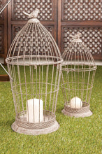 Load image into Gallery viewer, Deco 79 Farmhouse Birdcage Candle Lanterns, 10&quot;W x 20&quot;H, Gray, Brown