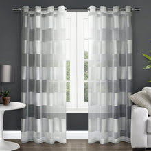 Load image into Gallery viewer, Exclusive Home Navarro Striped Sheer Grommet Top Window Curtain Panels (Set of 2), 54 x 84&quot;
