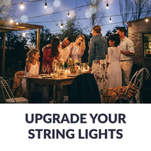 Load image into Gallery viewer, Newhouse Lighting S14LED18 Outdoor Weatherproof Shatterproof 2W S14 Vintage LED Filament Replacement String Light Bulbs Standard Base 18-Pack Dimmable Clear