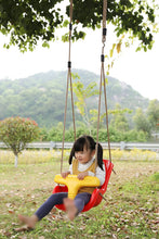 Load image into Gallery viewer, PLAYBERG Red Plastic Baby and Toddler Swing Seat with Hanging Ropes