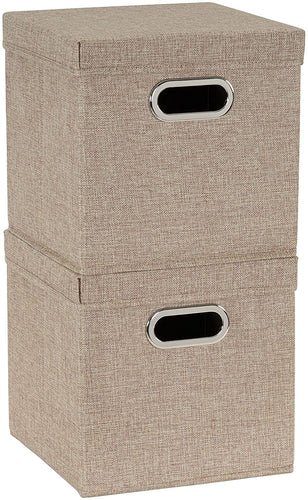 Household Essentials Café Cube Bin Storage Set with Lids and Handles