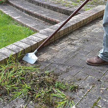 Load image into Gallery viewer, Nisaku NJP2520 Long Sidewalk and Garden Weeder and Sweeper, Authentic Tomita (Est. 1960) Japanese Stainless Steel, Blade Width-7.25", Polished 51" Wood Handle