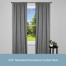 Load image into Gallery viewer, Kenney Chelsea 5/8" Standard Decorative Window Curtain Rod, 28-48", Black