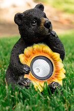 Load image into Gallery viewer, Alpine Solar Bear with Sunflower Statuary, 10 Inch Tall