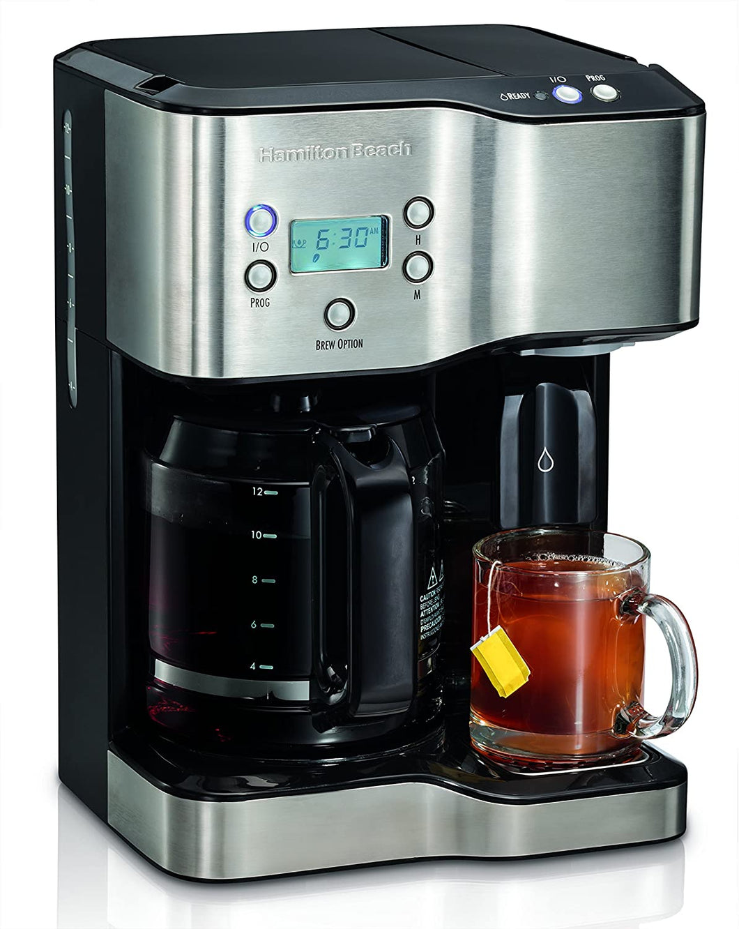 Hamilton Beach Programmable Coffee Maker & Hot Water Dispenser, 2-Way, Black and Stainless
