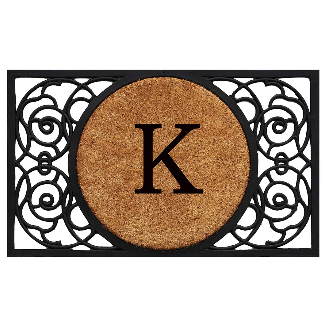 Calloway Mills 180031830K Armada Circle Monogram Doormat, 18