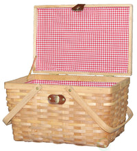 Load image into Gallery viewer, Vintiquewise(TM) Large Gingham Lined Picnic Basket