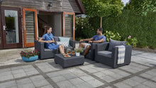 Load image into Gallery viewer, Keter Salta 3-Seater Seating Patio Sofa Sunbrella Cushions in a Resin Plastic Wicker Pattern