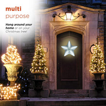 Load image into Gallery viewer, Alpine Corporation CFY108 Christmas 3D Hanging Star Ornament Decoration with LED Lights Festive Holiday Décor, 19-Inch Tall, White