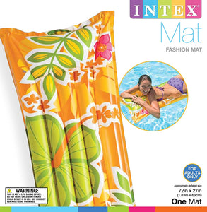Intex Inflatable Fashion Air Mat, 72" X 27", 1 Pack (Colors May Vary)