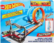 Load image into Gallery viewer, Hot Wheels Double Loop Dash Drag Racing with 2 Vehicles Playset