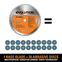 Load image into Gallery viewer, Evolution Power Tools RAGE2 Multi Purpose Cutting Chop Saw, 14-Inch