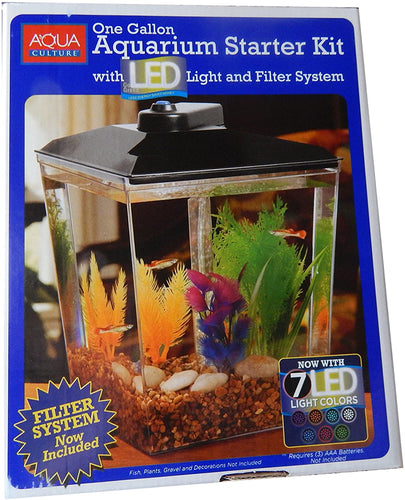 Aqua Culture One Gallon Aquarium Starter Kit with LED Light & Filter System