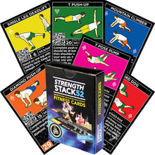 Load image into Gallery viewer, Stack 52 Bodyweight Exercise Cards: Workout Playing Card Game. Designed by a Military Fitness Expert. Video Instructions Included. No Equipment Needed. Burn Fat Build Muscle.