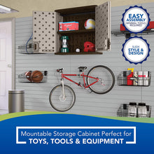 Load image into Gallery viewer, Suncast BMC3000 Cabinet-Resin Construction for Wall Mounted Garage Storage, 30.25" Organizer Doors &amp; Slate Top, Silver/Platinum