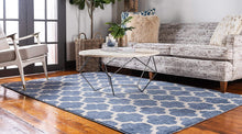 Load image into Gallery viewer, Unique Loom Trellis Collection Moroccan Lattice Light Blue Area Rug (5' x 8')