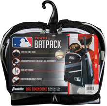 Load image into Gallery viewer, Franklin Sports MLB Batpack Bag - Youth Baseball, Softball and Teeball Bag - Equipment Bag For Sports - Bag Holds Bats (2) and Includes Fence Hook