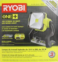 Load image into Gallery viewer, Ryobi P721 One+ 1,800 Lumen 18V Hybrid AC and Lithium Ion Powered Flat Standing LED Work Light with Onboard Mounting Options (Battery and Extension Cord Not Included, Light Only)