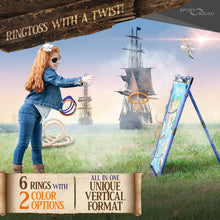 Load image into Gallery viewer, Sport Squad Pirate Hook Ring Toss - Indoor &amp; Outdoor Ring Toss Games for Kids and Adults - Portable Pirates Ring Toss Game - Great for Pirate Themed Birthday Parties - Incl. 3 Purple &amp; 3 Orange Rings