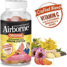 Load image into Gallery viewer, Vitamin C 750mg - Airborne Assorted Flavored Gummies (63 Count in a Bottle)