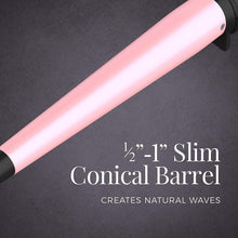 Load image into Gallery viewer, REMINGTON Pro ½”-1” Pearl Ceramic Conical Curling Wand, Digital Controls + 10 Heat Settings, Black/Pink, CI95AC4