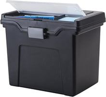 Load image into Gallery viewer, IRIS USA Letter Size Portable File Box with Organizer Lid, Black