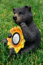 Load image into Gallery viewer, Alpine Solar Bear with Sunflower Statuary, 10 Inch Tall