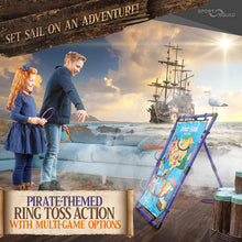 Load image into Gallery viewer, Sport Squad Pirate Hook Ring Toss - Indoor &amp; Outdoor Ring Toss Games for Kids and Adults - Portable Pirates Ring Toss Game - Great for Pirate Themed Birthday Parties - Incl. 3 Purple &amp; 3 Orange Rings