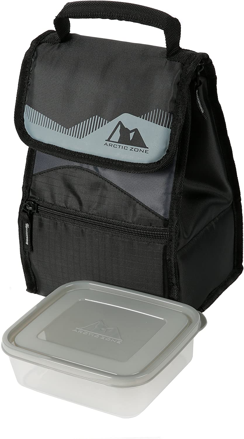 Arctic Zone Insulated Lunch Box (Dark Grey and Black) with Free Food Container