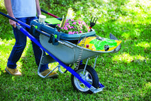 Load image into Gallery viewer, Original Little Burro, USA made lawn/garden tray for all 4-6 cu. ft. wheelbarrows. Holds rake, shovel, short handle tools, drinks &amp; water tight storage for phone. Wheelbarrow not included. Great gift!