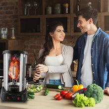 Load image into Gallery viewer, NutriChef Countertop Vertical Rotating Oven - Rotisserie Shawarma Machine, Kebob Machine, Stain Resistant &amp; Energy Efficient W/ Heat Resistant Door, Includes Kebob Rack with 7 Skewers (PKRTVG34)