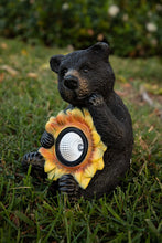 Load image into Gallery viewer, Alpine Solar Bear with Sunflower Statuary, 10 Inch Tall