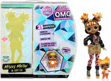 Load image into Gallery viewer, L.O.L. Surprise! O.M.G. Winter Chill Missy Meow Fashion Doll &amp; Baby Cat Doll with 25 Surprises