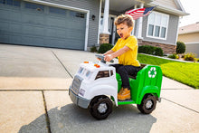 Load image into Gallery viewer, Kid Trax Real Rigs Toddler Recycling Truck Interactive Ride On Toy, Kids Ages 1.5-4 Years, 6 Volt Battery and Charger, Sound Effects, 9 Recycling Accessories Included (KT1535TG) , Green