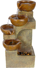 Load image into Gallery viewer, Alpine Corporation WCT726 Tiering Pots Fountain, 17 Inch Tall, Brown