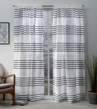 Load image into Gallery viewer, Exclusive Home Curtains Pleated Sheer Linen Cabana Stripe Window Curtain Panel Pair with Rod Pocket