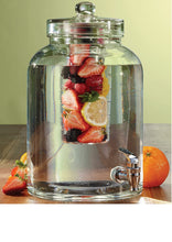 Load image into Gallery viewer, Circleware Brington Glass Beverage Drink Dispenser with Ice Insert and Fruit Infuser, 2.64 gallon, Clear