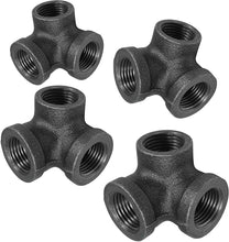 Load image into Gallery viewer, 1/2&quot; Specialty Multi Way Pipe Fittings by Pipe Décor, Industrial Steel Grey, For Building Tables, Chairs, Shelving and Other Custom Furniture, Fits Standard Half Inch Pipes and Nipples