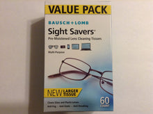 Load image into Gallery viewer, Bauch &amp; Lomb Pre-moistened Lens Wipes to Clean Eyeglasses, Cell Phones, Cameras, Computer Screens and More. 60 Individually Wrapped Wipes