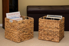 Load image into Gallery viewer, Trademark Innovations Foldable Hyacinth Storage Basket with Iron Wire Frame by (Set of 2), Natural