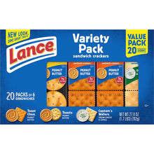 Load image into Gallery viewer, Lance Sandwich Crackers, Variety Pack with ToastChee and Toasty with Peanut Butter and Captain's Wafers with Cream Cheese, 20 Ct