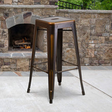Load image into Gallery viewer, Flash Furniture Stackable Industrial Metal Backless Bar Stool in Distressed Copper