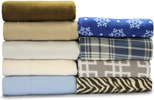 Load image into Gallery viewer, Sunbeam Super Soft Heavyweight Fleece Sheet Set, Walker Smoke Blue, Twin