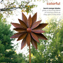 Load image into Gallery viewer, Alpine Corporation NCY354 Alpine Rustic Metal Rudbeckia Windmill Stake, 96 Inch Tall, Rusty