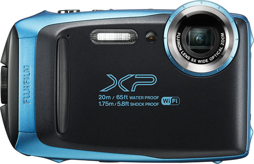 FUJIFILM FinePix XP130 Digital Camera (Sky Blue) w/ 16GB Case and Strap Bundle