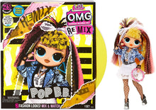 Load image into Gallery viewer, LOL Surprise OMG Remix Pop B.B. Fashion Doll, Plays Music, with Extra Outfit and 25 Surprises Including Shoes, Hair Brush, Doll Stand, Magazine, and Record Player Package - for Girls Ages 4+